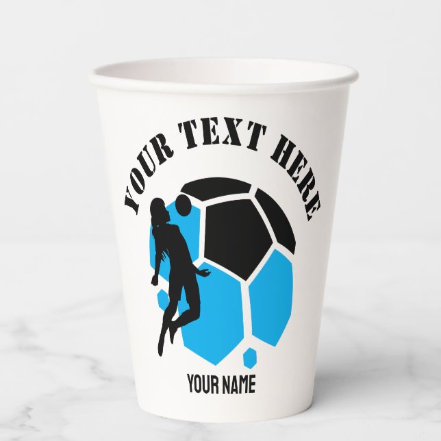 Soccer Football Girl Player Birthday Paper Cups (Front)