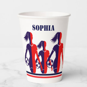 Soccer Football Girl Player Birthday Paper Cups