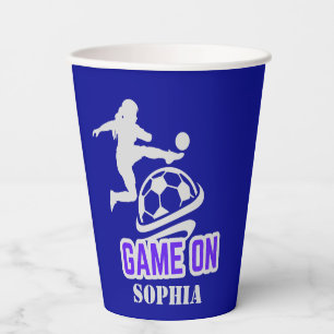 Soccer Football Girl Player Birthday Paper Cups