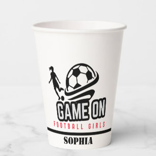 Soccer Football Girl Player Birthday Paper Cups