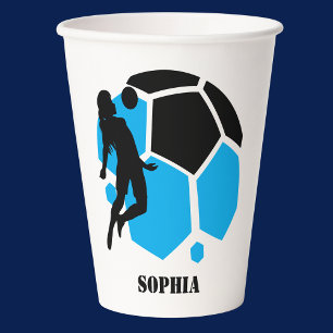 Soccer Football Girl Player Birthday Paper Cups