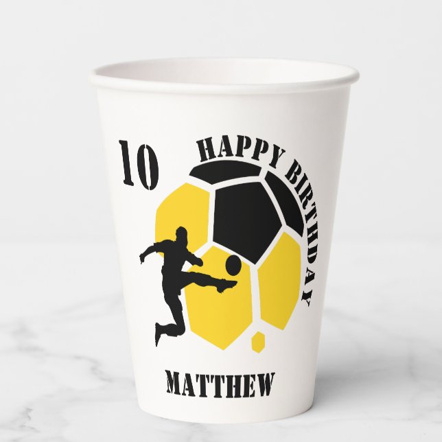 Soccer Football Girl Player Birthday Paper Cups (Front)