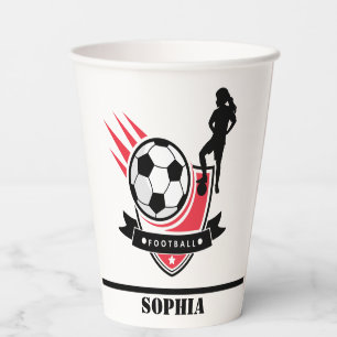 Soccer Football Girl Player Birthday Paper Cups