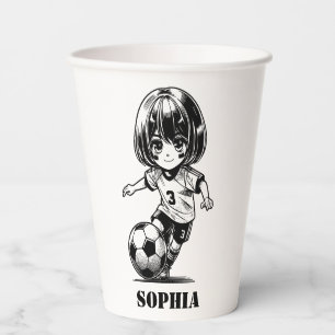 Soccer Football Girl Player Birthday Paper Cups