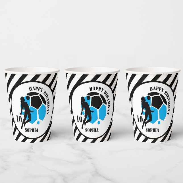 Soccer Football Girl Player Birthday Paper Cups (Multi)
