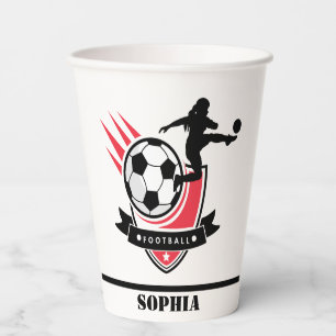 Soccer Football Girl Player Birthday Paper Cups