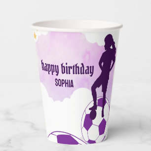 Soccer Football Girl Player Birthday Paper Cups