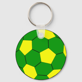 Soccer football green and yellow keychain