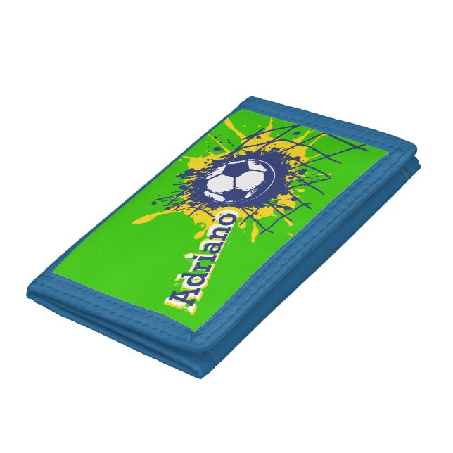 Soccer football green blue name goal wallet (Bottom)