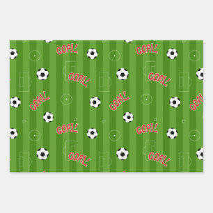 Soccer Football Green Sports Field Wrapping Paper Sheets