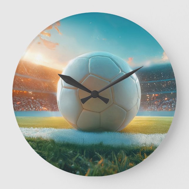 Soccer Football In Arena Large Clock (Front)