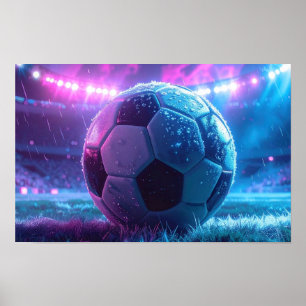Soccer Football in stadium arena extreme weather Poster
