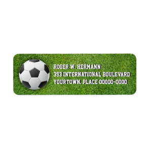 Soccer Football in the Grass Label