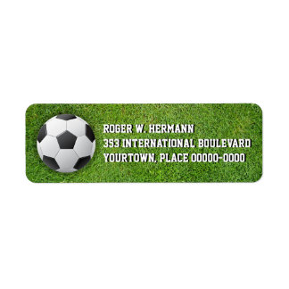 Soccer Football in the Grass Label