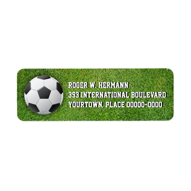 Soccer Football in the Grass Label (Front)