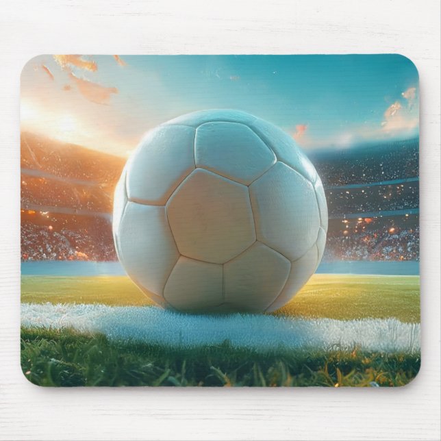 Soccer Football in white Mouse Pad (Front)
