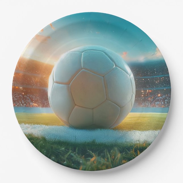 Soccer Football in white Paper Plates (Front)