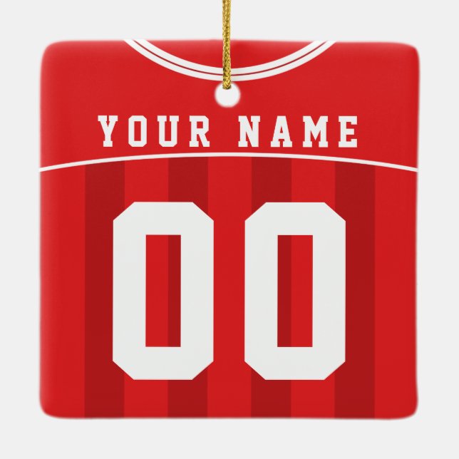 Soccer Football Jersey Name & Number Template Ceramic Ornament (Back)