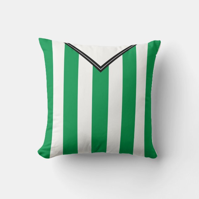Soccer Football Jersey Name Number Template, Green Throw Pillow (Front)