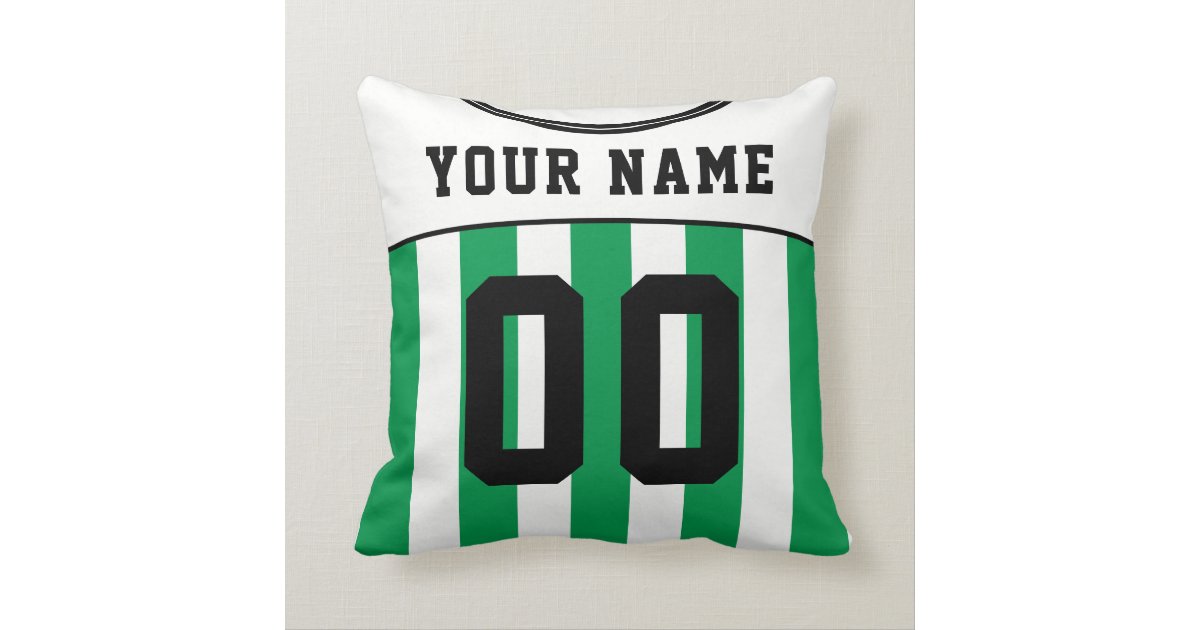 Soccer Football Jersey Name Number Template Green Throw Pillow