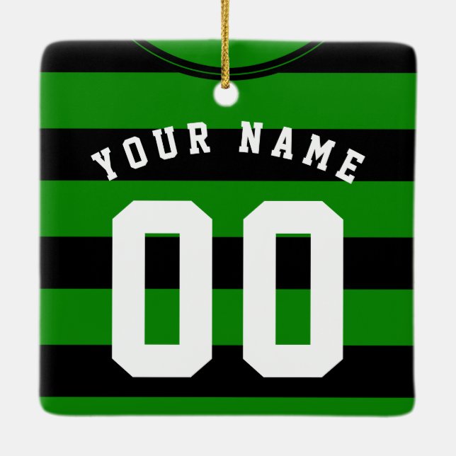 Soccer Football Jersey Template Ornament, Black Ceramic Ornament (Back)