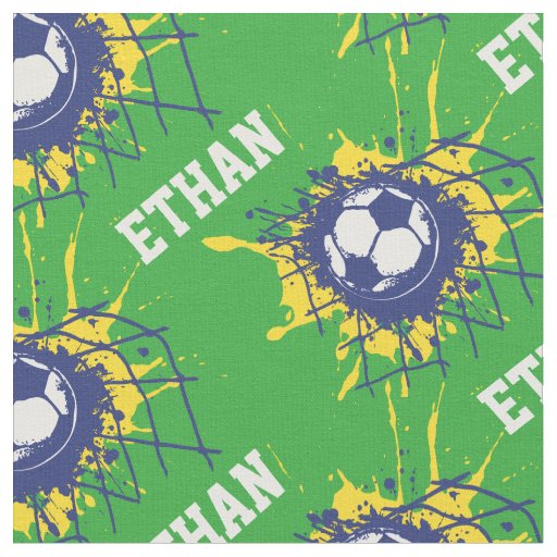 Soccer football name score green fabric