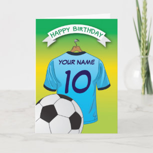 Soccer Football Pale Blue Shirt Sports Birthday Card