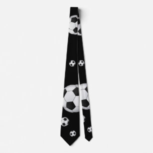 Soccer (football) Pattern Black Neck Tie
