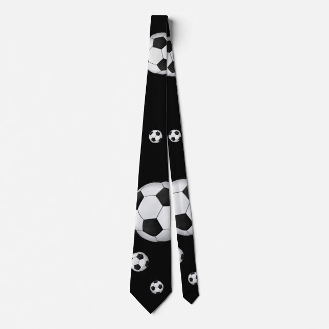 Soccer (football) Pattern | Black Neck Tie (Front)