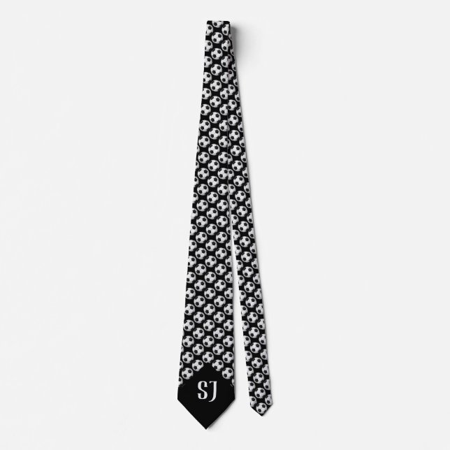 Soccer football Pattern | Monogram Sport Neck Tie (Front)
