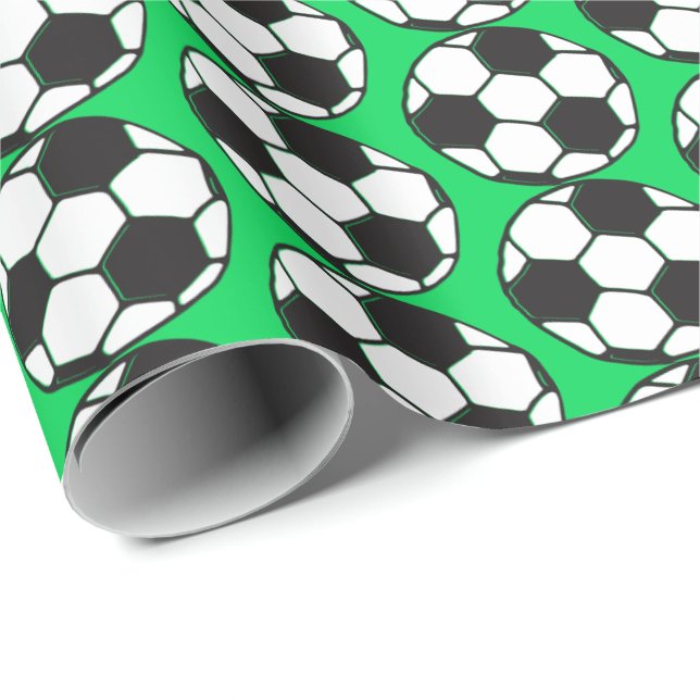 Soccer Football Patterned Birthday Party  Wrapping Paper (Roll Corner)
