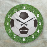 Soccer Football Personalized Name Large Clock<br><div class="desc">Personalized name soccer clock. Designed by Thisisnotme©</div>