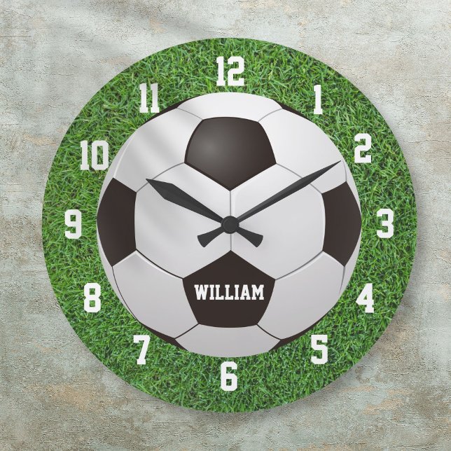 Soccer Football Personalized Name Large Clock (Soccer Football Personalized Name Large Clock)
