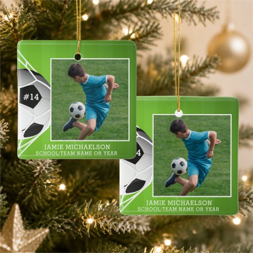 Soccer Football Photo Personalized Ceramic Ornament