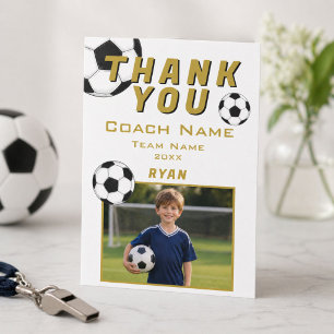 Soccer Football Photo Player Team Coach Thank You Card