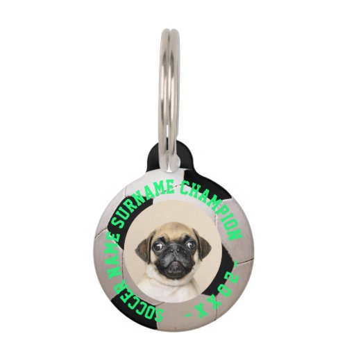 Soccer Football Player Champion Puppy Pet ID Tag