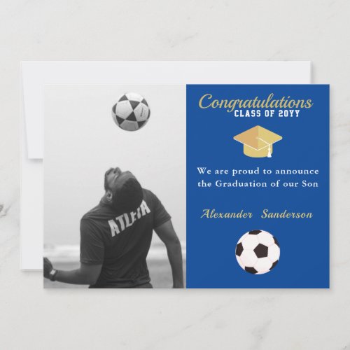  Soccer Football player graduation  Photo Announce Announcement