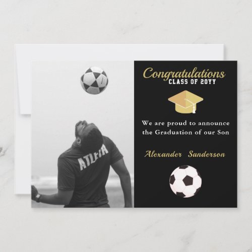  Soccer Football player graduation Photo party  Announcement