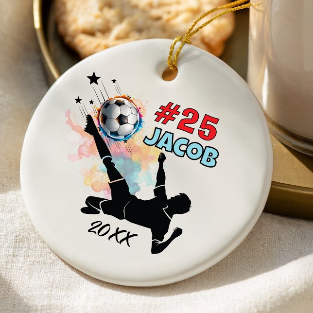 soccer football player sports team personalized ceramic ornament (Creator Uploaded)