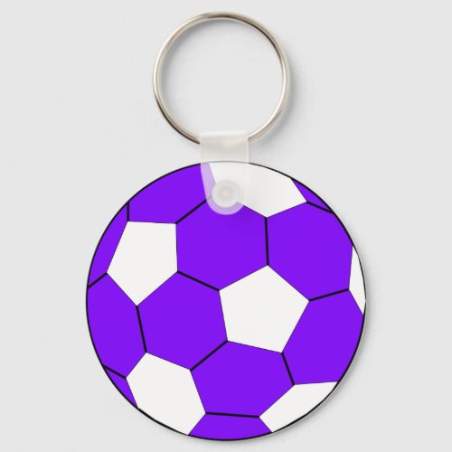 Soccer football purple and white keychain