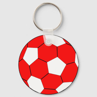 Soccer football red and white keychain