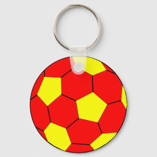 Soccer football red and yellow keychain
