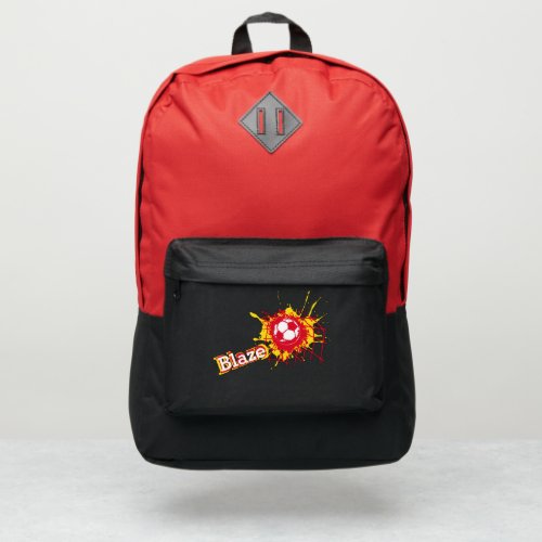 Soccer football red yellow blue score custom name port authority backpack