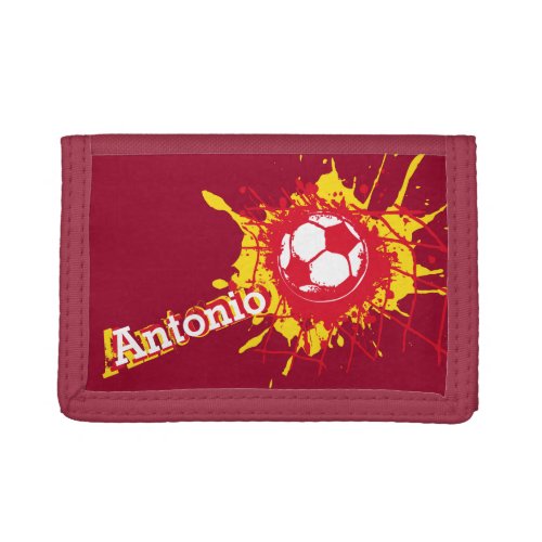 Soccer  football red yellow named score wallet