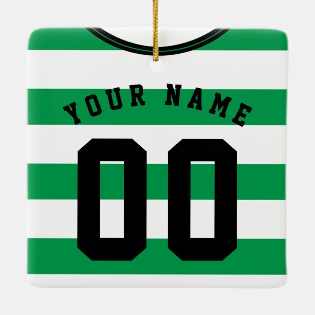 Soccer Football Rugby Jersey Name  Number Template Ceramic Ornament (Back)