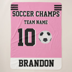 Soccer football sport pink personalized player gol sherpa blanket