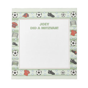 Soccer Football Sport Theme Personalized Mitzvah  Notepad