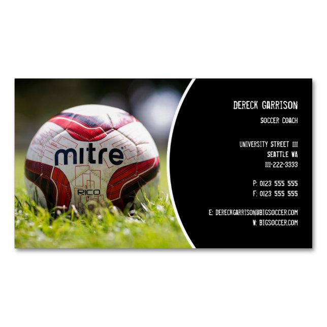 Soccer | Football Sports Coach Business Card Magnet (Front)