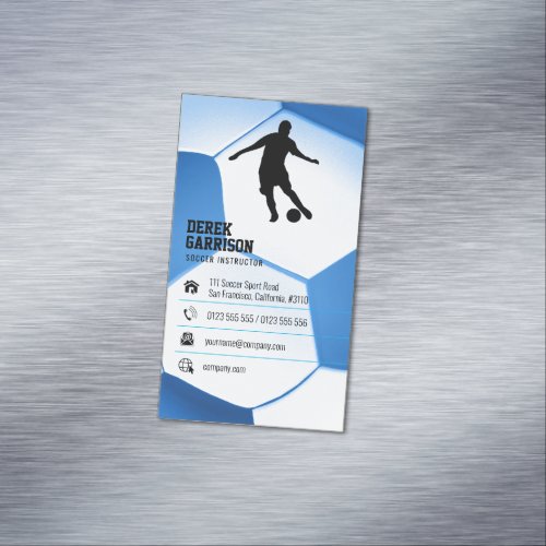 Soccer  Football Sports Coach Deep Blue Business Card Magnet