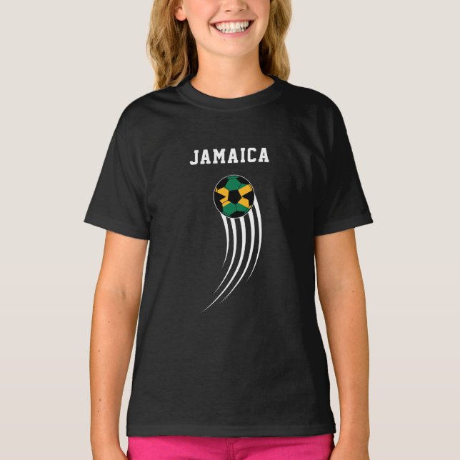 Soccer Football Sports Fan Jamaican Jamaica Flag T-Shirt (Front)